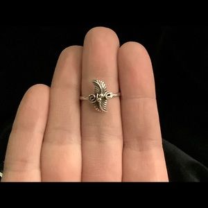 Navajo Sterling Silver Double Feather Scroll Ring